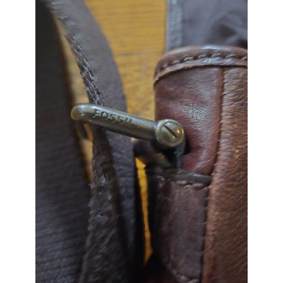 Vintage Fossil Brown Leather Large Messenger Cross Body Bag - Picture 11 of 13